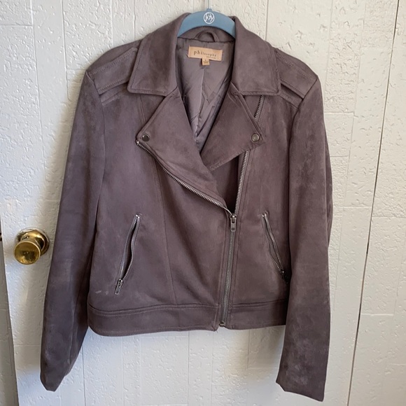 Philosophy Jackets & Blazers - Philosophy gray faux suede moto jacket